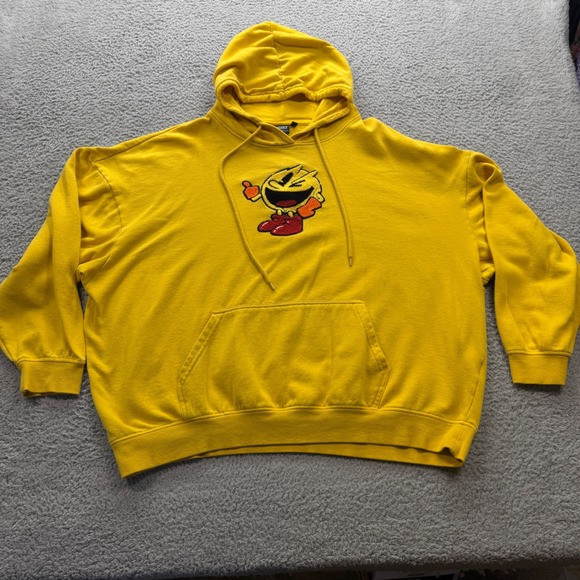 Pac-Man Other - Pac-Man Hoodie Mens 3XL Yellow Patch Pullover Retro Gaming Bandai Namco
